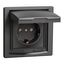 Asfora - single socket outlet with side earth and shutters, IP44, anthracite thumbnail 2