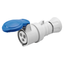 STRAIGHT CONNECTOR HP - IP44/IP54 - 2P+E 32A 200-250V 50/60HZ - BLUE - 6H - FAST WIRING thumbnail 1