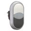 Double actuator pushbutton, RMQ-Titan, Actuators and indicator lights non-flush, momentary, White lens, white, black, Blank, Bezel: titanium thumbnail 7