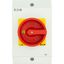 Main switch, T3, 32 A, surface mounting, 4 contact unit(s), 6 pole, 1 N/O, 1 N/C, Emergency switching off function, With red rotary handle and yellow thumbnail 22