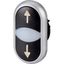Double actuator pushbutton, RMQ-Titan, Actuators and indicator lights non-flush, momentary, White lens, black, black, inscribed, Bezel: titanium, arro thumbnail 8