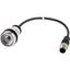 Pushbutton, Flat, momentary, 1 N/O, Cable (black) with M12A plug, 4 pole, 0.5 m, Without button plate, Bezel: titanium thumbnail 3