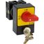 Panic switches, T0, 20 A, flush mounting, 3 pole, with red thumb grip and yellow front plate, Cylinder lock SVA thumbnail 7