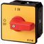 On-Off switch, T5, 100 A, flush mounting, 1 contact unit(s), 1 pole, Emergency switching off function, with red thumb grip and yellow front plate thumbnail 3