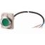 Pushbutton, Flat, momentary, 1 N/O, Cable (black) with non-terminated end, 4 pole, 3.5 m, green, Blank, Metal bezel thumbnail 1