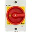 Main switch, T0, 20 A, surface mounting, 3 contact unit(s), 3 pole, 2 N/O, 1 N/C, Emergency switching off function, With red rotary handle and yellow thumbnail 47