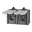 5518-2069 S Double socket outlet with earthing pins, with hinged lids, IP 44, for multiple mounting thumbnail 1