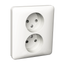 Exxact double socket-outlet unearthed screwless white thumbnail 3