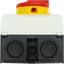 Main switch, T3, 32 A, surface mounting, 4 contact unit(s), 6 pole, 2 N/O, Emergency switching off function, With red rotary handle and yellow locking thumbnail 23