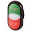 Double actuator pushbutton, RMQ-Titan, Actuators and indicator lights non-flush, momentary, White lens, green, red, inscribed, Bezel: black, START/STO thumbnail 1