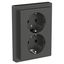 SCHUKO double socket-outlet, shuttered, screwless term., anthracite, D-Life thumbnail 3