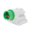 90° ANGLED SURFACE MOUNTING INLET - IP44 - 3P 32A 20-25V and 40-50V 401-500HZ - GREEN - 11H - SCREW WIRING thumbnail 2