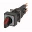 Illuminated selector switch actuator, maintained, 45° 45°, 18 × 18 mm, 3 positions, With thumb-grip, red, with VS anti-rotation tab, with filament bul thumbnail 1