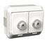Exxact double socket-outlet w. lid and key-lock IP44 surface earthed screw white thumbnail 2