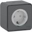 Socket-outlet, Mureva Styl, 2P + E with shutters, side earth, 16A, 250V, surface, grey thumbnail 1