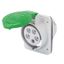 10° ANGLED FLUSH-MOUNTING SOCKET-OUTLET HP - IP44/IP54 - 3P+E 32A >50V >300-500HZ - GREEN - 2H - SCREW WIRING thumbnail 2