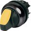 Illuminated selector switch actuator, RMQ-Titan, With thumb-grip, momentary, 2 positions, yellow, Bezel: black thumbnail 1