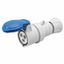 STRAIGHT CONNECTOR HP - IP44/IP54 - 2P+E 16A 200-250V 50/60HZ - BLUE - 6H - FAST WIRING thumbnail 2