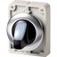 Illuminated selector switch actuator, RMQ-Titan, with thumb-grip, momentary, 3 positions, White, Front ring stainless steel thumbnail 2