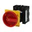 Main switch, P1, 40 A, rear mounting, 3 pole, 1 N/O, 1 N/C, Emergency switching off function, With red rotary handle and yellow locking ring, Lockable thumbnail 4