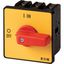 On-Off switch, P3, 100 A, flush mounting, 3 pole + N, Emergency switching off function, with red thumb grip and yellow front plate thumbnail 2