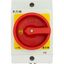 Main switch, T0, 20 A, surface mounting, 3 contact unit(s), 3 pole, 2 N/O, 1 N/C, Emergency switching off function, With red rotary handle and yellow thumbnail 46