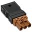 Shorting plug with assembled strain relief housing 3-pole brown thumbnail 1
