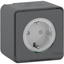 Socket-outlet, Mureva Styl, 2P + E with shutters, side earth, 16A, 250V, surface, grey thumbnail 3