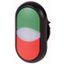 Double actuator pushbutton, RMQ-Titan, Actuators and indicator lights non-flush, momentary, White lens, green, red, Blank, Bezel: black thumbnail 1