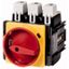 Main switch, P5, 250 A, flush mounting, 3 pole, 1 N/O, Emergency switching off function, With red rotary handle and yellow locking ring, Lockable in t thumbnail 1