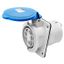 10° ANGLED FLUSH-MOUNTING SOCKET-OUTLET HP - IP44/IP54 - 2P+E 63A 200-250V 50/60HZ - BLUE - 6H - MANTLE TERMINAL thumbnail 2