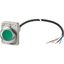 Illuminated pushbutton actuator, Flat, momentary, 1 N/O, Cable (black) with non-terminated end, 4 pole, 3.5 m, LED green, green, Blank, 24 V AC/DC, Me thumbnail 1