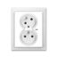 5583M-C02357 01 Double socket outlet with earthing pins, shuttered, with turned upper cavity, with surge protection thumbnail 1