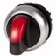 Illuminated selector switch actuator, RMQ-Titan, With thumb-grip, maintained, 2 positions (V position), red, Bezel: titanium thumbnail 1