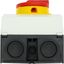 Main switch, T3, 32 A, surface mounting, 4 contact unit(s), 6 pole, 2 N/O, Emergency switching off function, With red rotary handle and yellow locking thumbnail 50