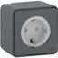 Socket-outlet, Mureva Styl, 2P + E with shutters, side earth, 16A, 250V, surface, grey thumbnail 4