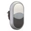 Double actuator pushbutton, RMQ-Titan, Actuators and indicator lights non-flush, momentary, White lens, white, black, Blank, Bezel: titanium thumbnail 10