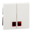 Rocker 2-gang w. red rectangular indicator window, polar white, glossy, System M thumbnail 1