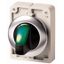 Illuminated selector switch actuator, RMQ-Titan, with thumb-grip, maintained, 2 positions (V position), green, Front ring stainless steel thumbnail 1