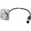 Illuminated pushbutton actuator, Flat, momentary, 1 N/O, Cable (black) with M12A plug, 4 pole, 1 m, LED white, White, Blank, 24 V AC/DC, Metal bezel thumbnail 3