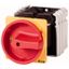 Main switch, T5, 100 A, rear mounting, 4 contact unit(s), 6 pole, 1 N/O, 1 N/C, Emergency switching off function, With red rotary handle and yellow lo thumbnail 1