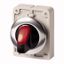 Illuminated selector switch actuator, RMQ-Titan, With thumb-grip, maintained, 2 positions (V position), red, Metal bezel thumbnail 1
