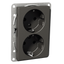 Exxact double socket-outlet centre-plate low earthed screwless anthracite thumbnail 4