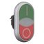 Double actuator pushbutton, RMQ-Titan, Actuators and indicator lights flush, momentary, White lens, green, red, inscribed, Bezel: titanium thumbnail 6