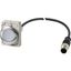 Illuminated pushbutton actuator, Flat, momentary, 1 N/O, Cable (black) with M12A plug, 4 pole, 1 m, LED white, White, Blank, 24 V AC/DC, Metal bezel thumbnail 2