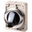 Illuminated selector switch actuator, RMQ-Titan, With thumb-grip, momentary, 3 positions, White, Metal bezel thumbnail 1