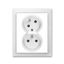 5593M-C02357 01 Double socket outlet with earthing pins, shuttered, with turned upper cavity, with surge protection thumbnail 2
