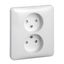 Exxact double socket-outlet unearthed screw white thumbnail 3