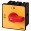 On-Off switch, P3, 63 A, flush mounting, 3 pole + N, Emergency switching off function, with red thumb grip and yellow front plate thumbnail 1