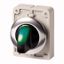 Illuminated selector switch actuator, RMQ-Titan, With thumb-grip, maintained, 2 positions, green, Metal bezel thumbnail 1